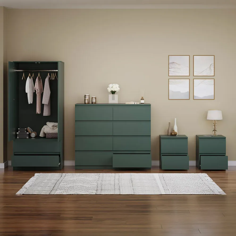 4 Piece Bedroom Furniture Set - Jasper Green