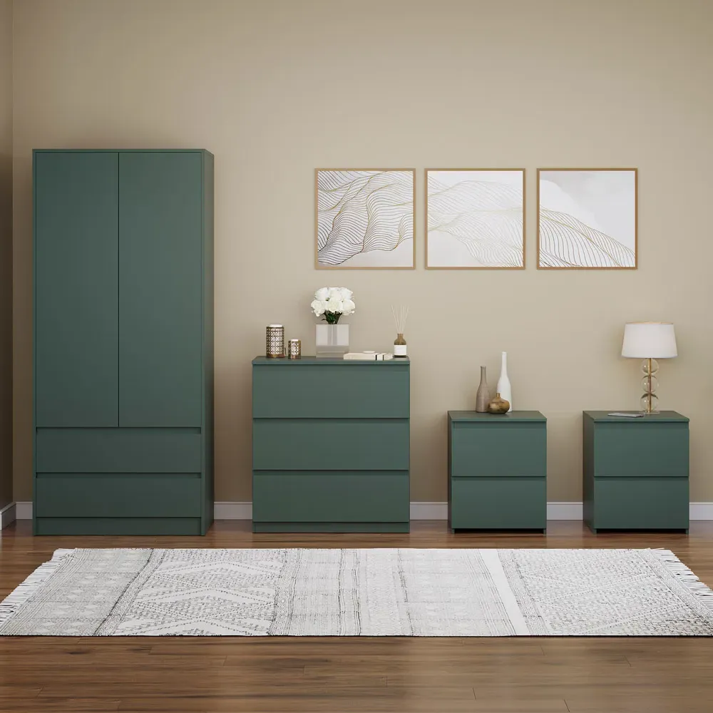 4 Piece Bedroom Furniture Set - Jasper Green