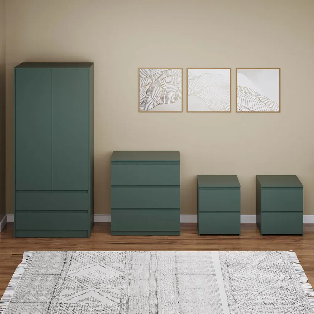 4 Piece Bedroom Furniture Set - Jasper Green