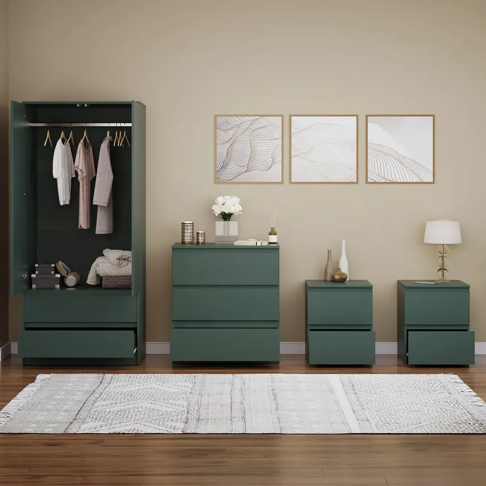 4 Piece Bedroom Furniture Set - Jasper Green