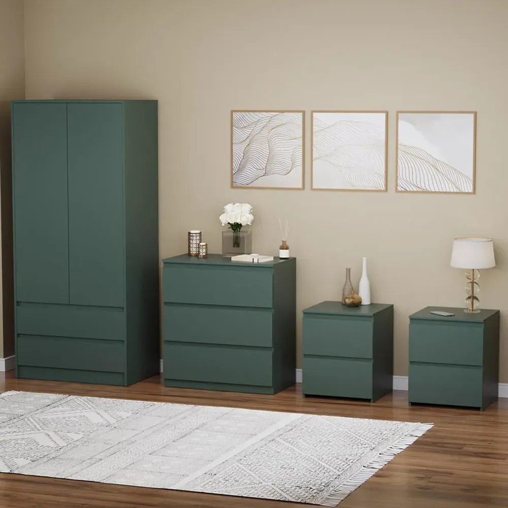 4 Piece Bedroom Furniture Set - Jasper Green