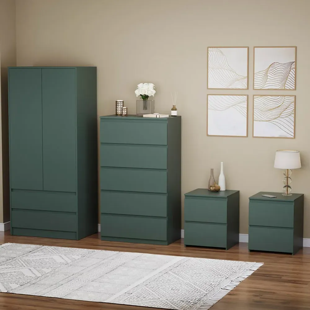 4 Piece Bedroom Furniture Set - Jasper Green