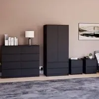 4 Piece Bedroom Furniture Set with Storage - Black