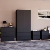 4 Piece Bedroom Furniture Set with Storage - Black