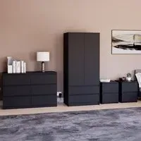 4 Piece Bedroom Furniture Set with Storage - Black
