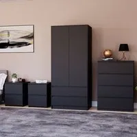 4 Piece Bedroom Furniture Set with Storage - Black