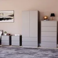 4 Piece Bedroom Furniture Set with Storage - Grey