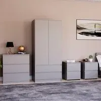 4 Piece Bedroom Furniture Set with Storage - Grey