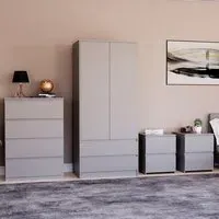 4 Piece Bedroom Furniture Set with Storage - Grey