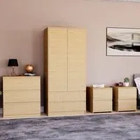 4 Piece Bedroom Furniture Set with Storage - Pine