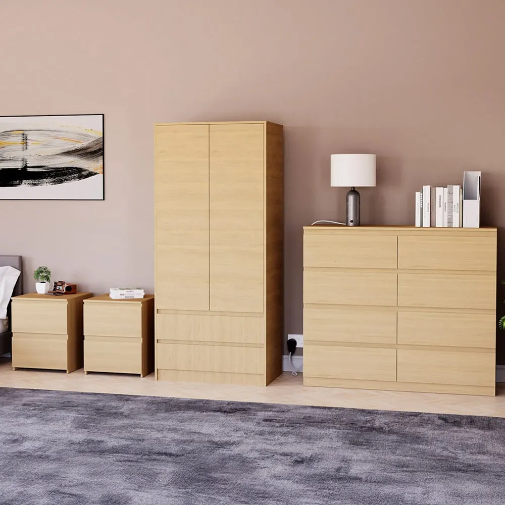 4 Piece Bedroom Furniture Set with Storage - Pine