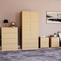 4 Piece Bedroom Furniture Set with Storage - Pine