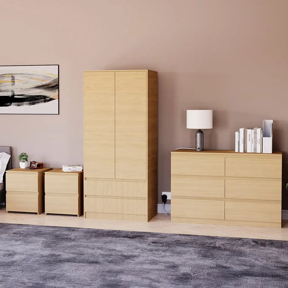 4 Piece Bedroom Furniture Set with Storage - Pine