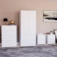 4 Piece Bedroom Furniture Set with Storage - White