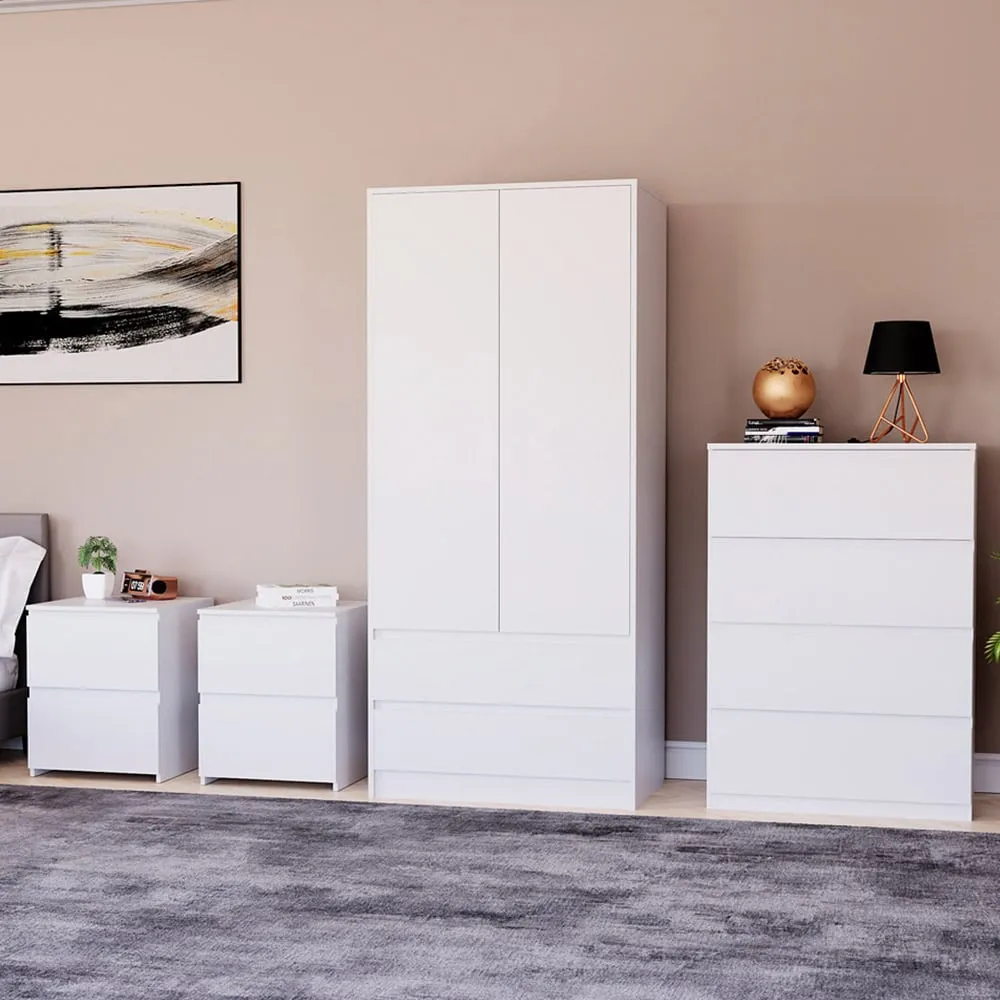 4 Piece Bedroom Furniture Set with Storage - White image