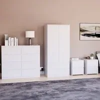 4 Piece Bedroom Furniture Set with Storage - White