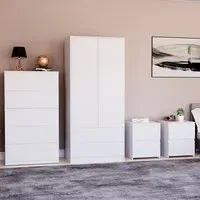 4 Piece Bedroom Furniture Set with Storage - White