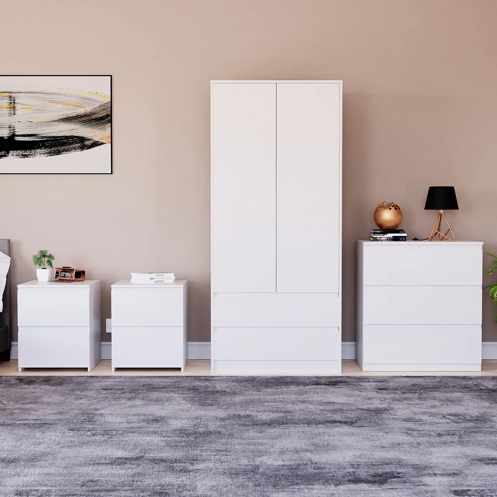 Denver 4 Piece Bedroom Furniture Set - White