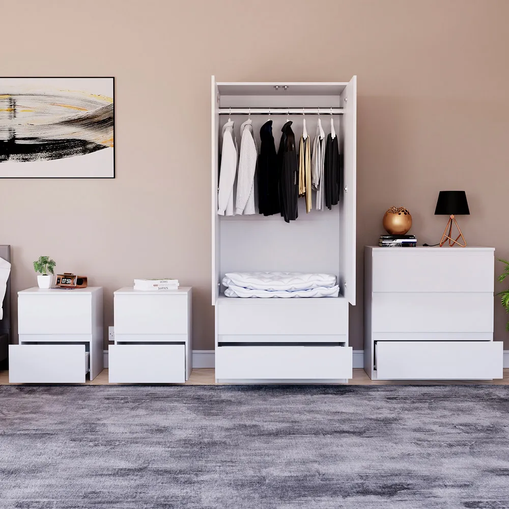 Denver 4 Piece Bedroom Furniture Set - White