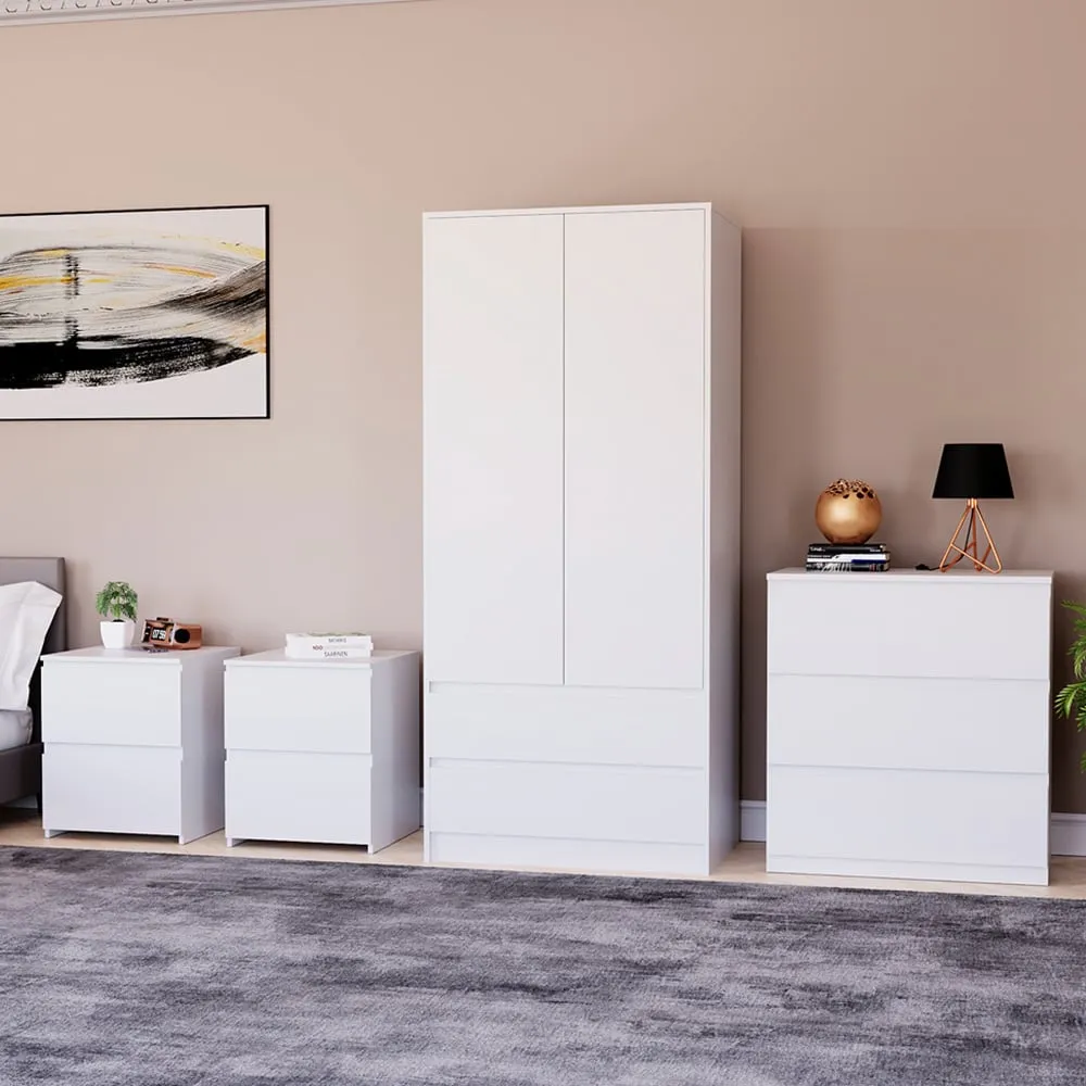 Denver 4 Piece Bedroom Furniture Set - White