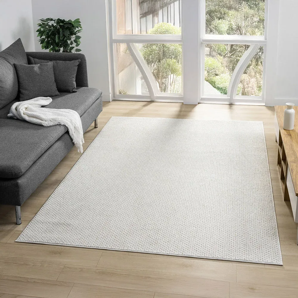 Avior Pebble Mottled Rug - Cream, Polyester