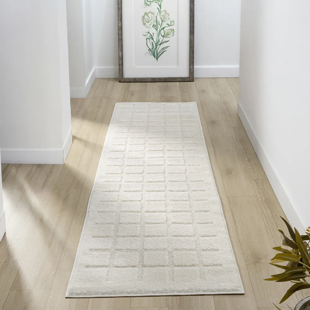 Aya Embossed Cube Area Rug - Cream
