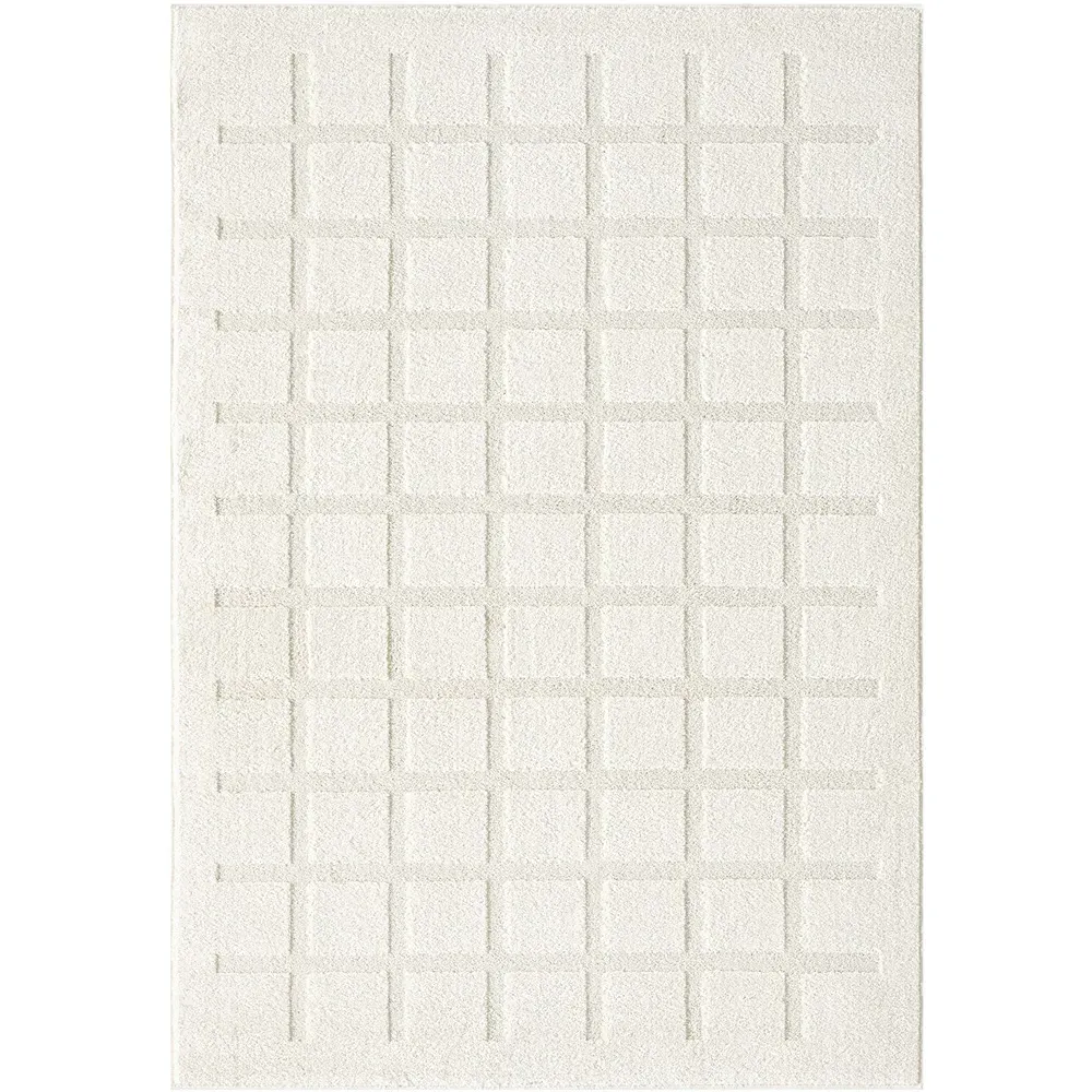 Aya Embossed Cube Area Rug - Cream