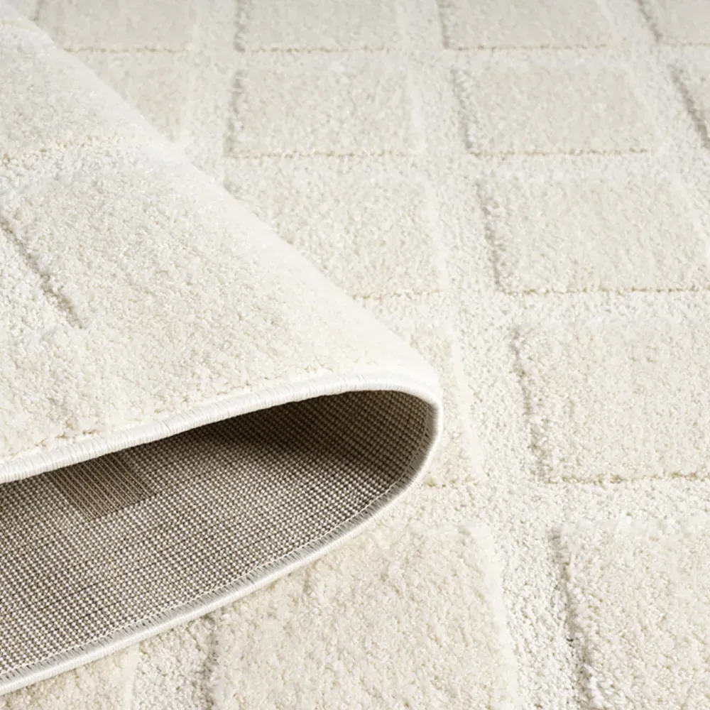 Aya Embossed Cube Area Rug - Cream