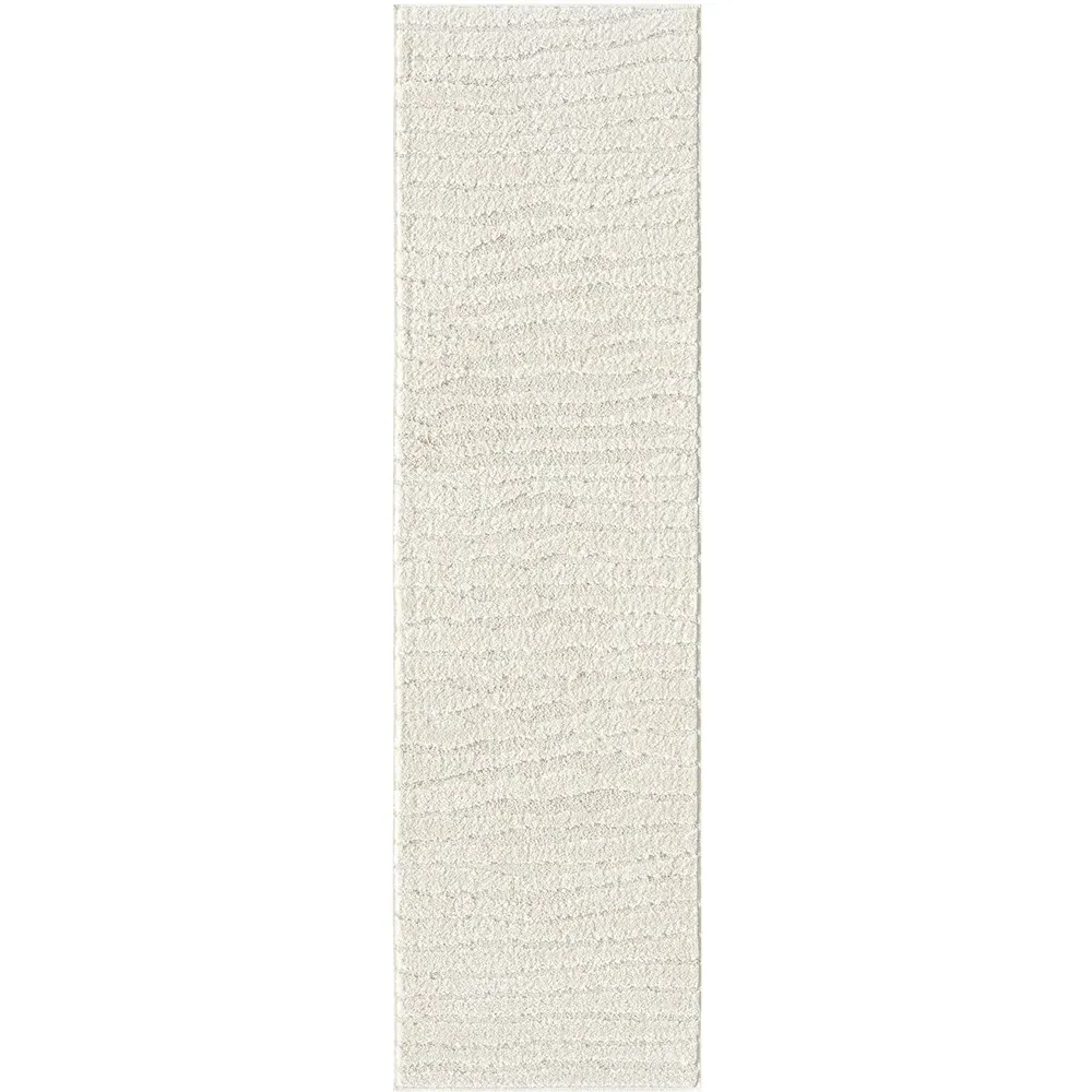 Aya Embossed Lines Area Rug - Cream