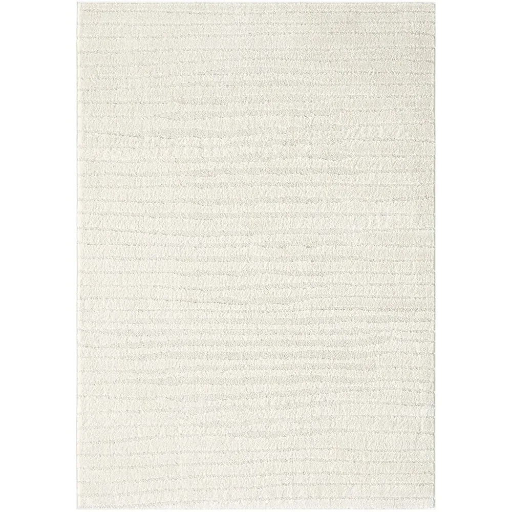 Aya Embossed Lines Area Rug - Cream