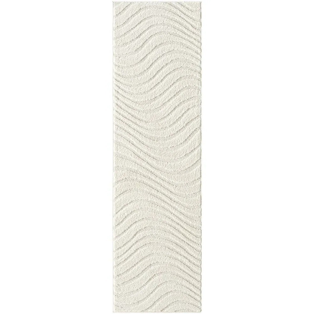 Aya Embossed Waves Area Rug - Cream