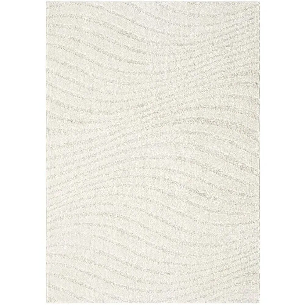 Aya Embossed Waves Area Rug - Cream