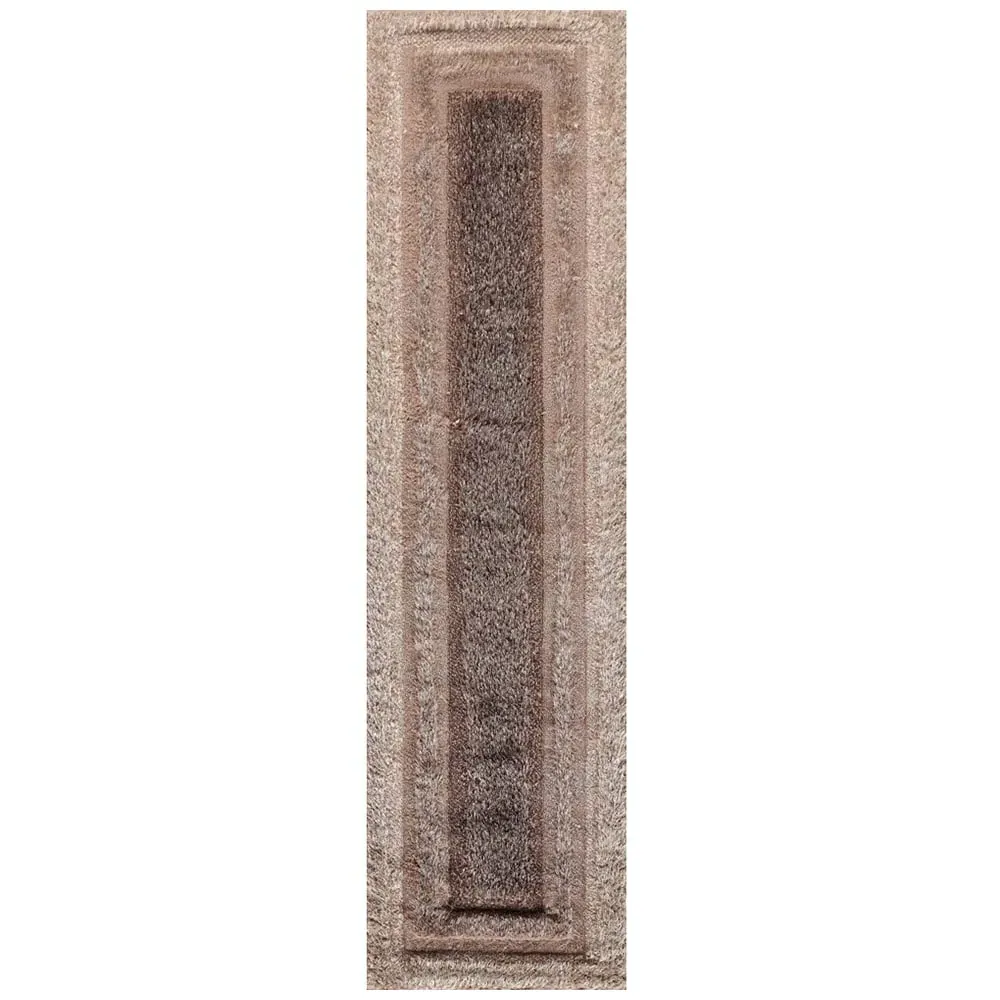 Bordered Shimmer Shaggy Area Rug - Bronze, Polyester