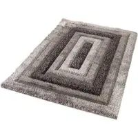 Bordered Shimmer Shaggy Area Rug - Grey, Polyester
