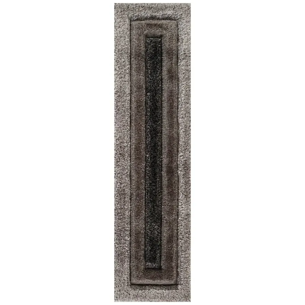 Bordered Shimmer Shaggy Area Rug - Grey, Polyester