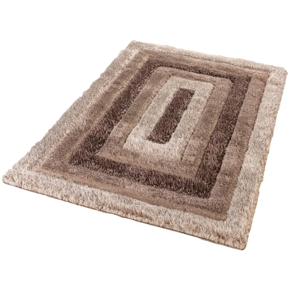 Bronze Bordered Shimmer Shaggy Area Rug - Bronze, Polyester