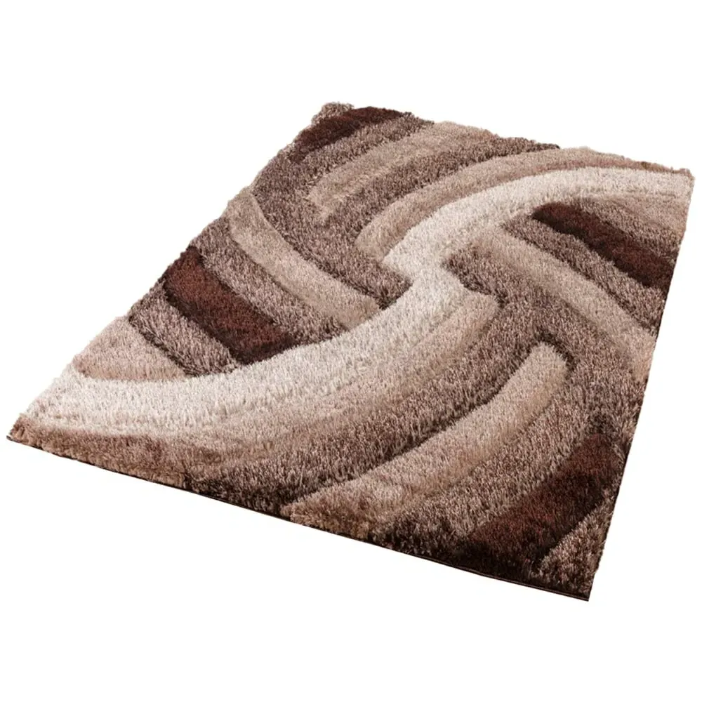 Bronze Swirl Shimmer Shaggy Area Rug - Bronze, Polyester image