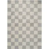 Chester Checkered Shaggy Rug - Grey, Polypropylene