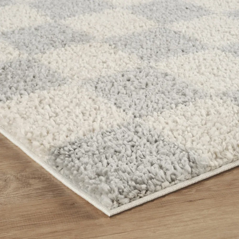 Chester Checkered Shaggy Rug - Grey, Polypropylene