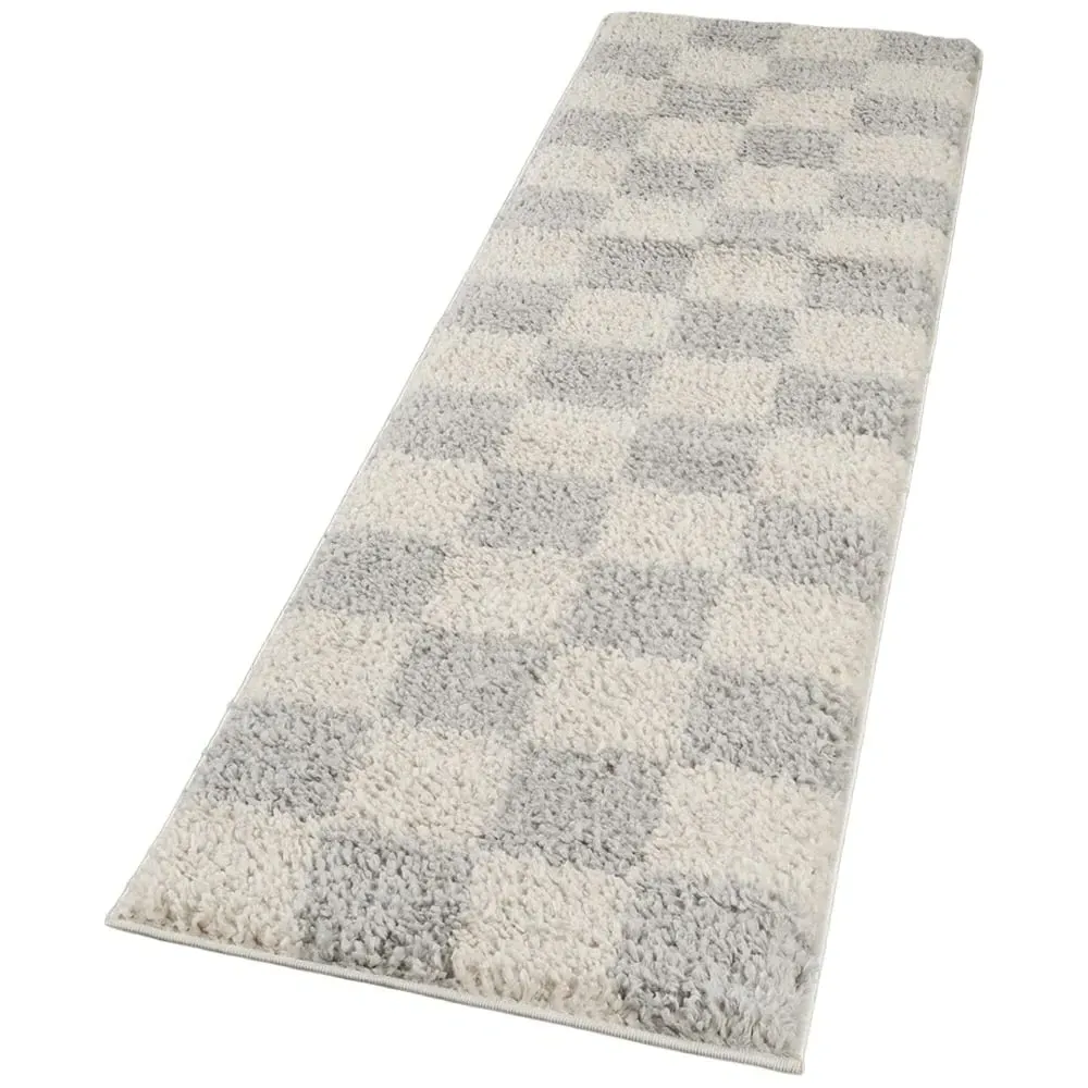 Chester Checkered Shaggy Rug - Grey, Polypropylene image
