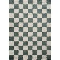Chester Checkered Shaggy Rug - Jade Green