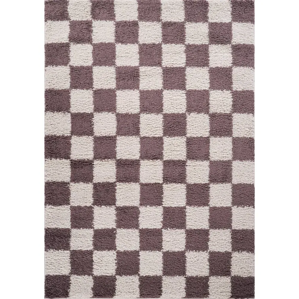 Chester Checkered Shaggy Rug - Lilac