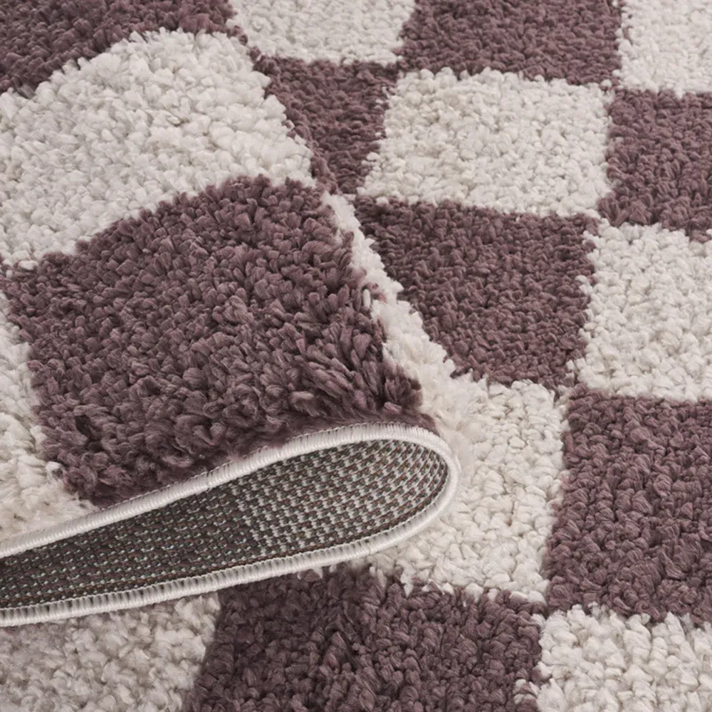 Chester Checkered Shaggy Rug - Lilac