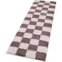Chester Checkered Shaggy Rug - Lilac