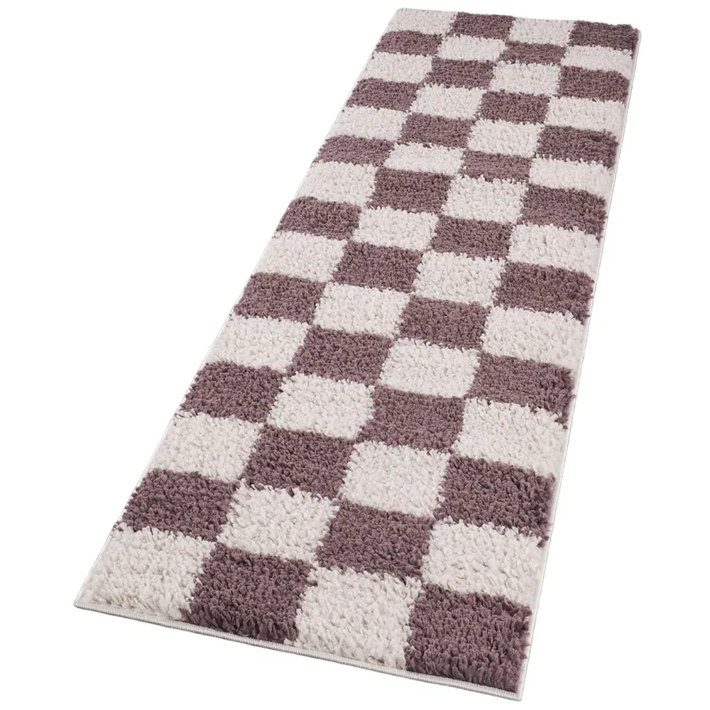 Chester Checkered Shaggy Rug - Lilac image