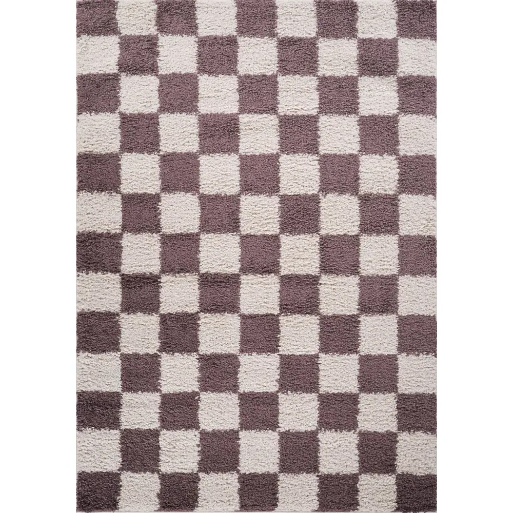 Chester Checkered Shaggy Rug - Lilac