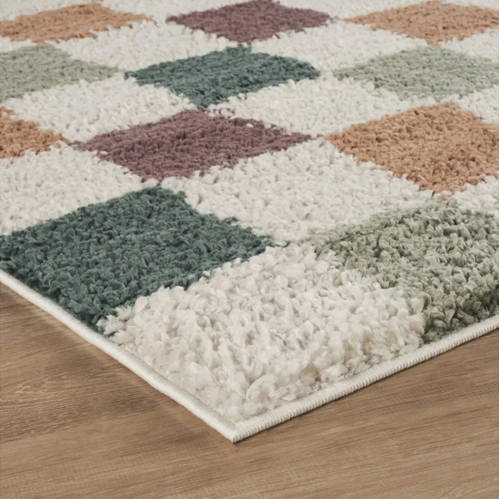 Chester Checkered Shaggy Rug - Multi