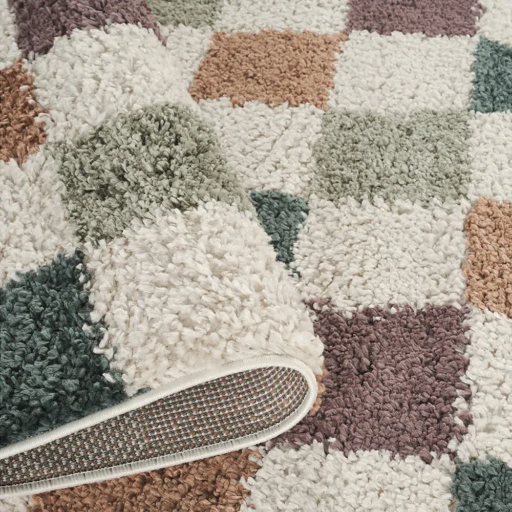 Chester Checkered Shaggy Rug - Multi