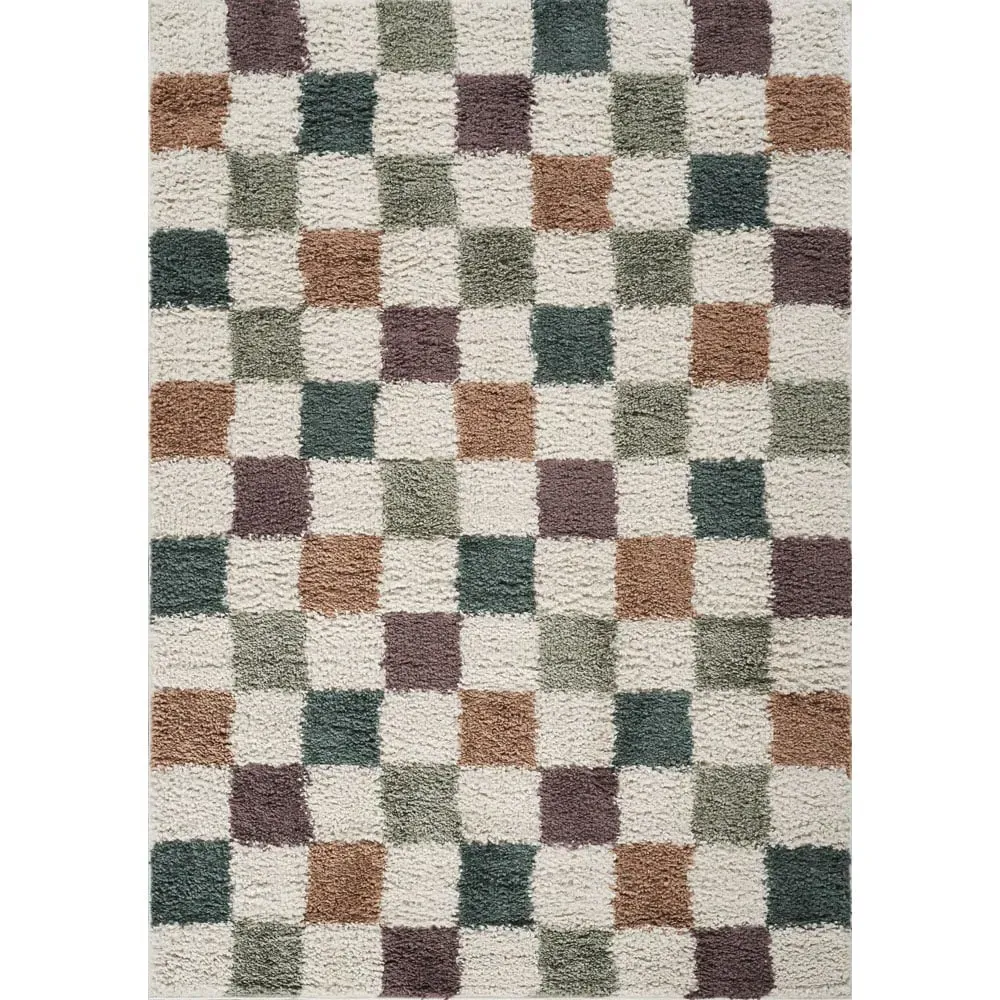 Chester Checkered Shaggy Rug - Multi