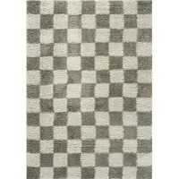 Chester Checkered Shaggy Rug - Sage